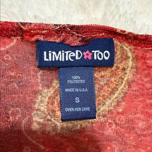 Y2K  Limited Too Sheer Red Paisley Flare Sleeve Blouse - Picture 5 of 6